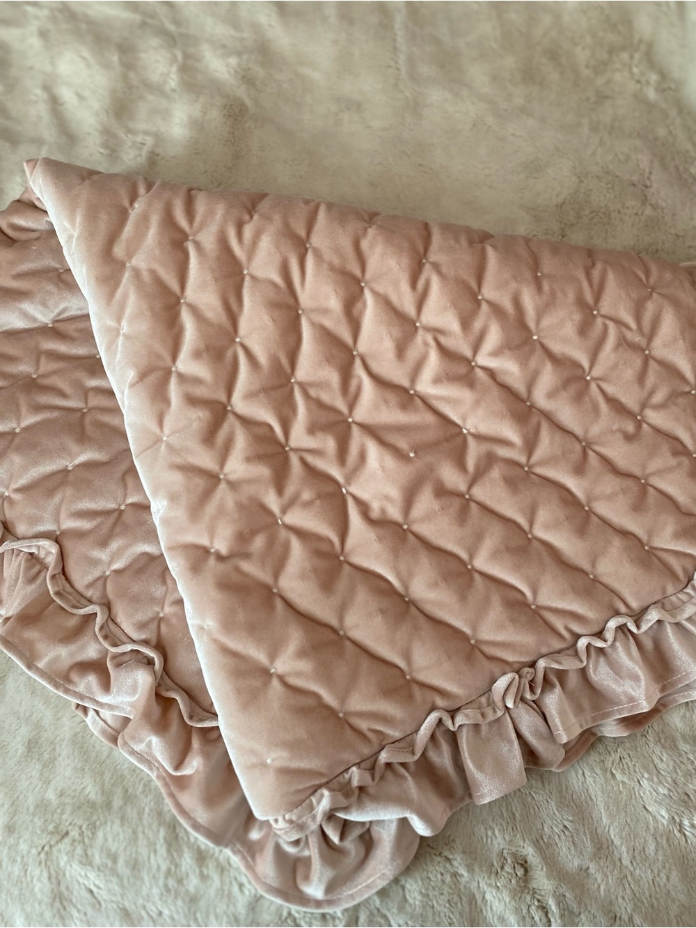 Levtex baby Heritage pink velvet quilted crib blanket